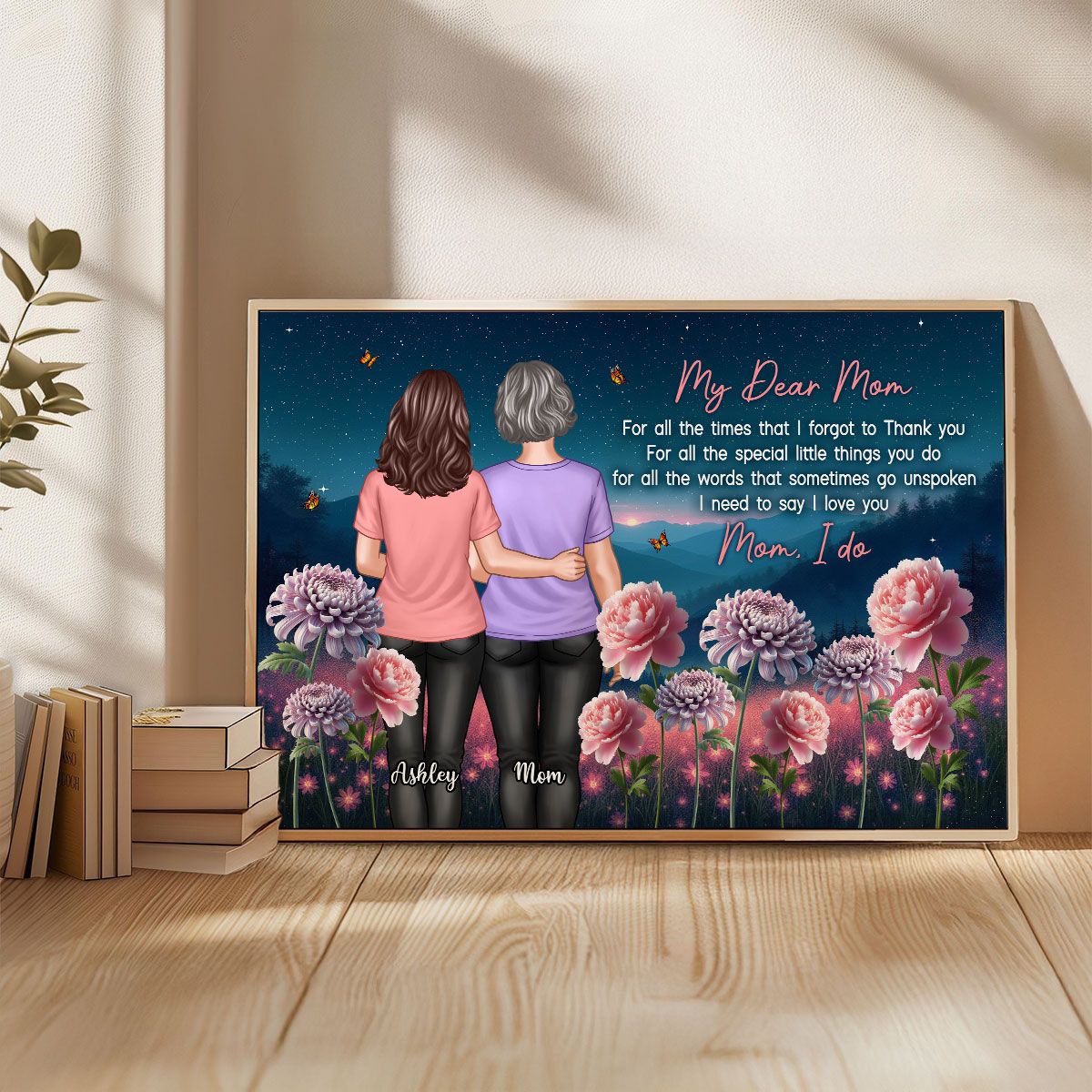 Mom Thank You Gift, Mother's Day Gift From Daughter Birth Flower Personalized Canvas