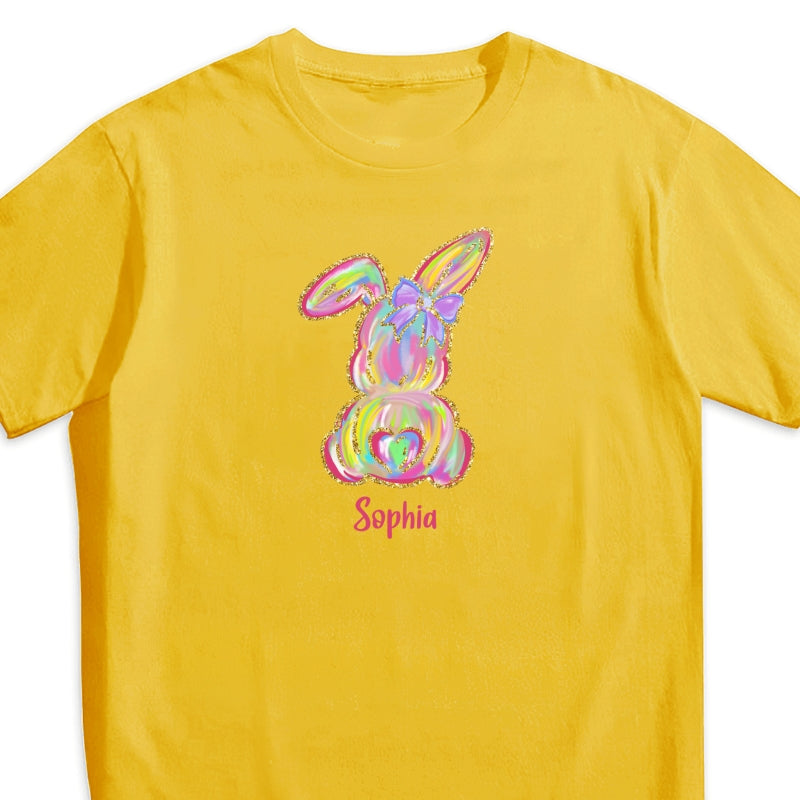 Brushstroke Bunny Easter Personalized Baby Onesie Baby Shirt - Custom Baby Name