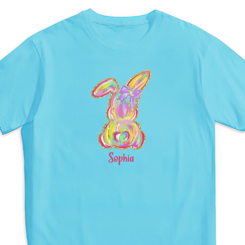 Brushstroke Bunny Easter Personalized Baby Onesie Baby Shirt - Custom Baby Name