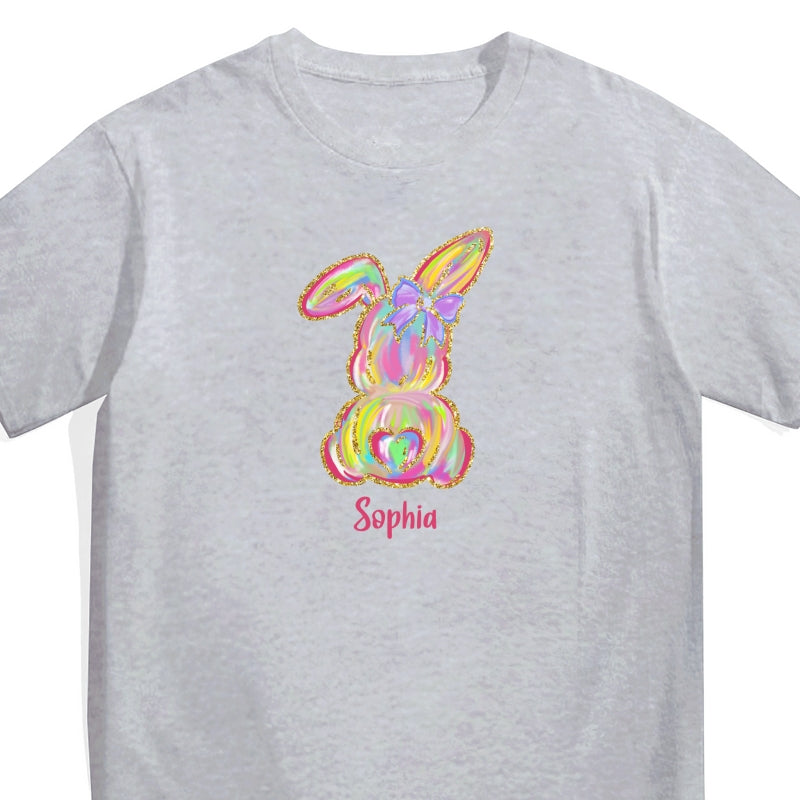 Brushstroke Bunny Easter Personalized Baby Onesie Baby Shirt - Custom Baby Name