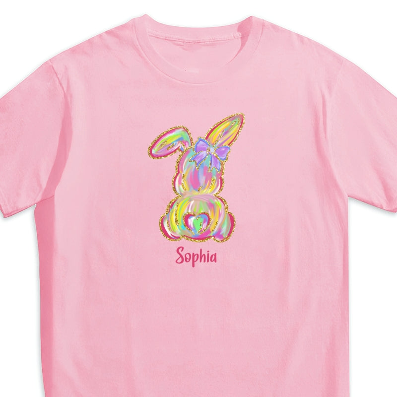 Brushstroke Bunny Easter Personalized Baby Onesie Baby Shirt - Custom Baby Name