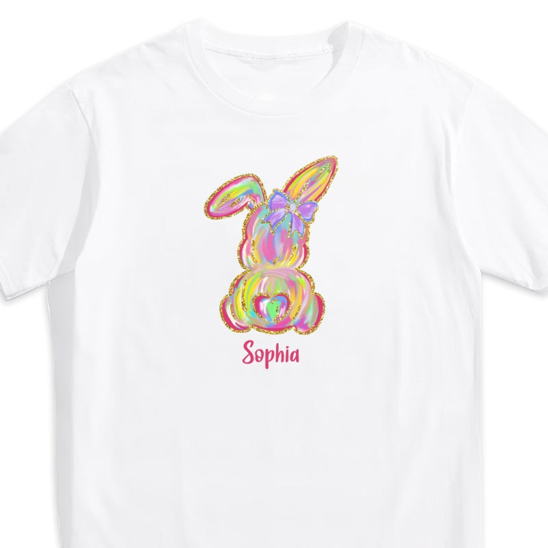 Brushstroke Bunny Easter Personalized Baby Onesie Baby Shirt - Custom Baby Name