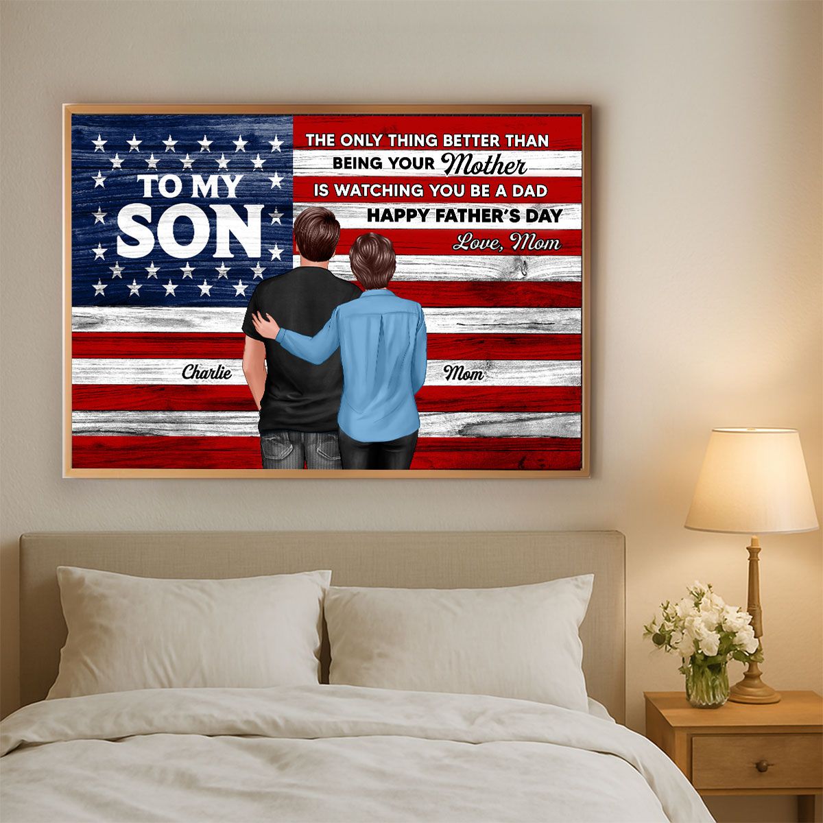 Nation Flag To My Son Happy Father's Day Personalized Canvas, Heartfelt Father's Day Gift For Son