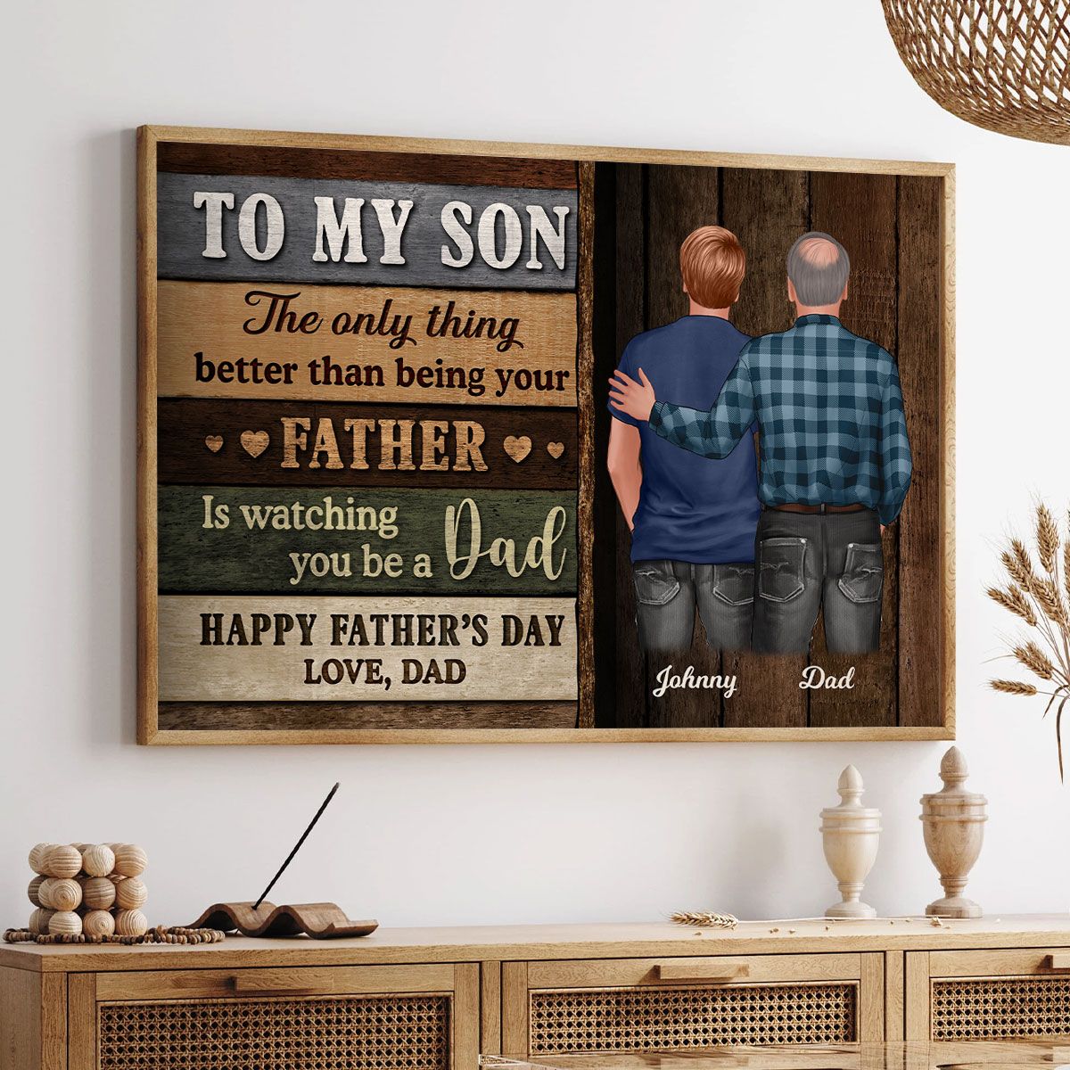 Colored Wood Pallets To My Son Happy Father's Day Personalized Canvas, Heartfelt Father's Day Gift For Son