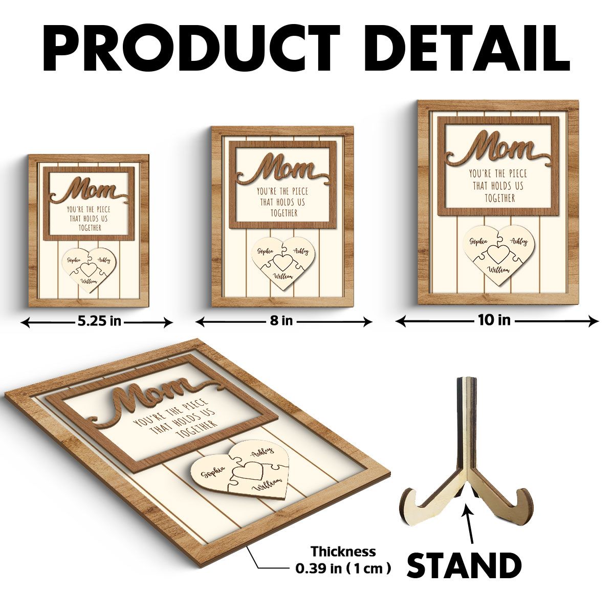 Personalized Mom Gift You are the Piece that Holds us Together, Puzzle with Names for Mother, Engraving Wood Mother's Day Gift, Mommy Gift