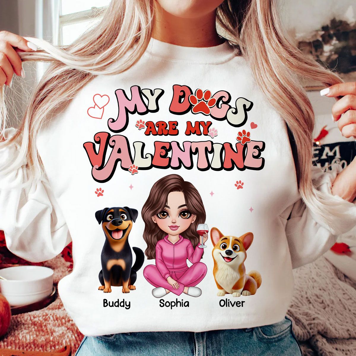 Personalized Valentine Shirt For Dog Mom, My Dogs Are My Valentine