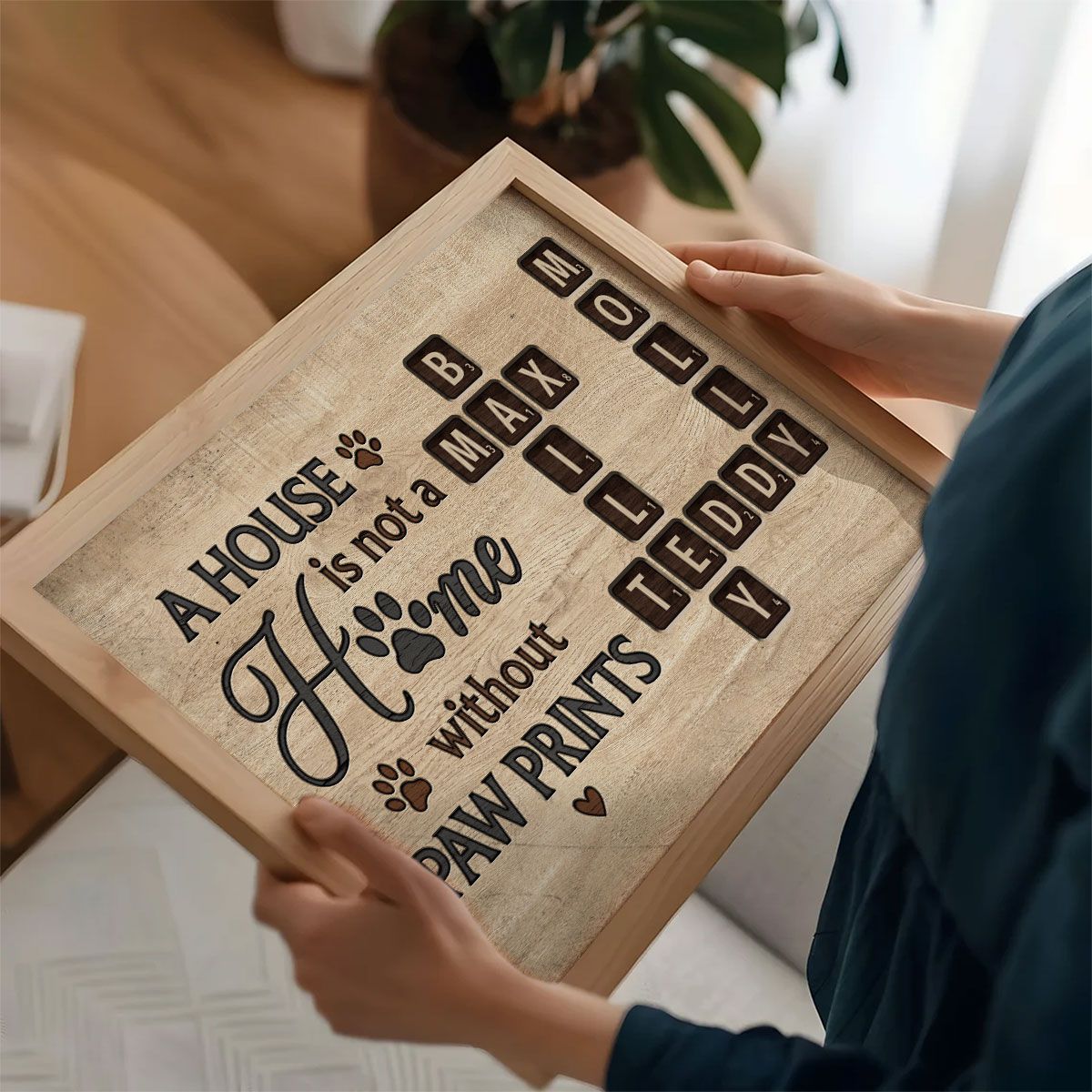 Pet Lover Home Decor Home With Paw Prints Crossword Puzzle Art Personalized Canvas