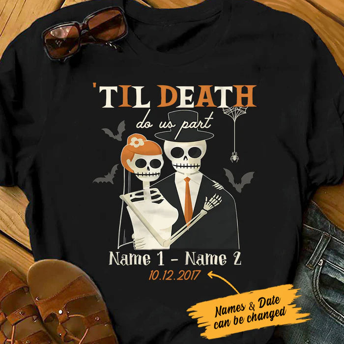Personalized Halloween Skull Couple T Shirt