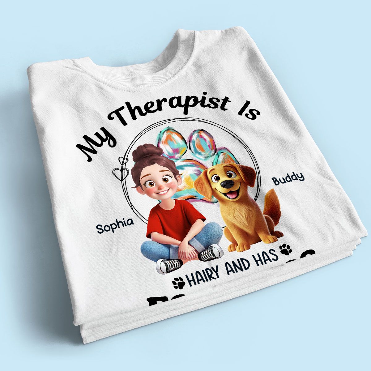 Animation Cartoon Dog My Therapist Personalized Shirt, Gift For Dog Lovers, Dog Mom