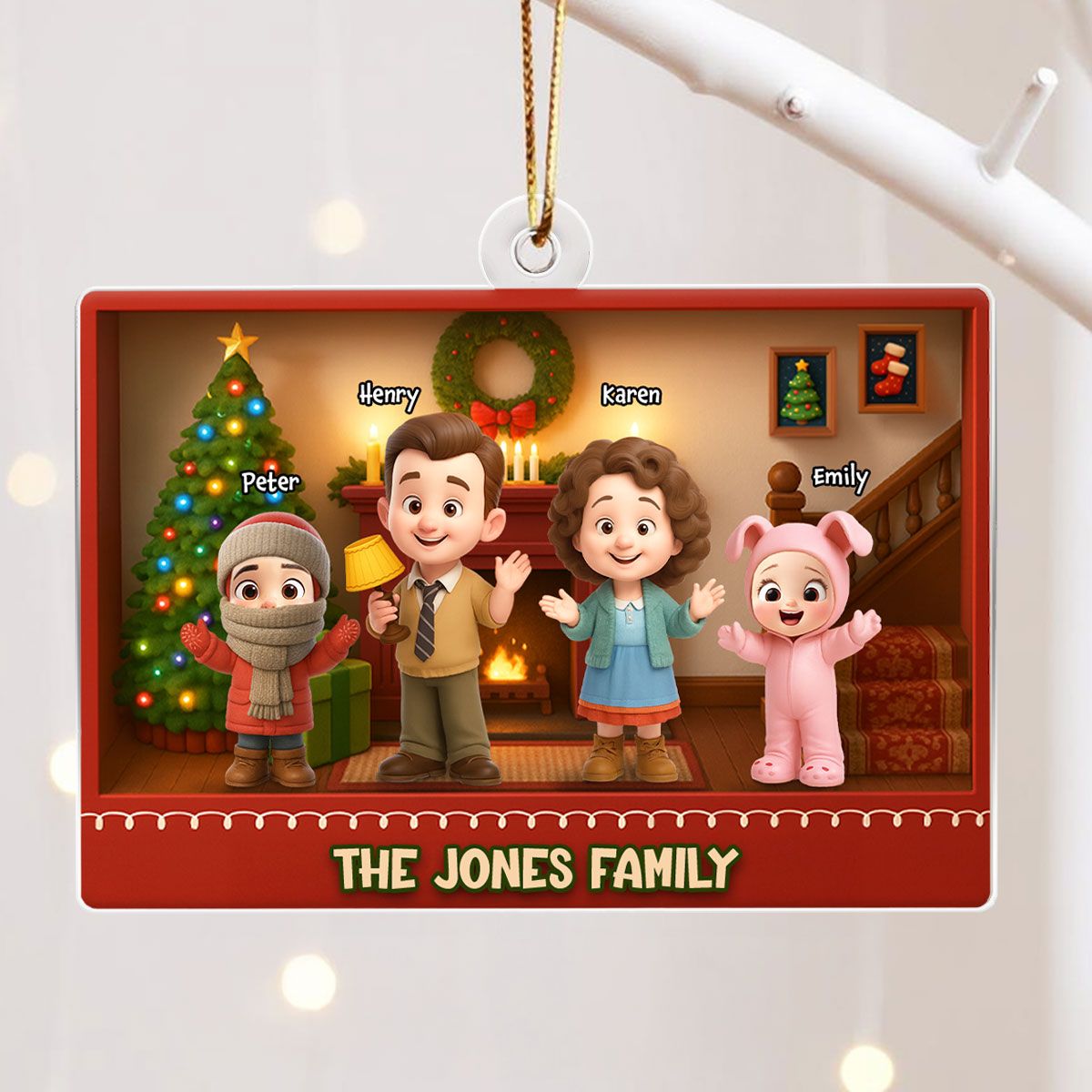 Family Christmas Action Figure Personalized Acrylic Ornament, Nostalgia Christmas Decor for Family