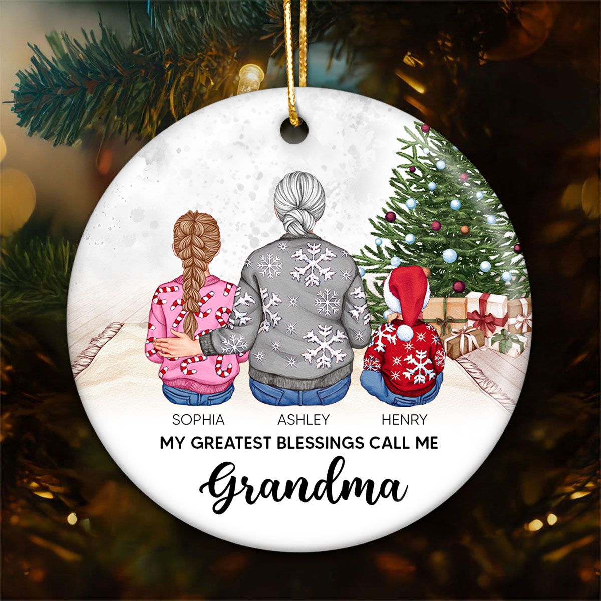 Personalized Grandma Ornament Christmas Gift from Grandkids, Gift for Grandma Mimi Gigi Abuela