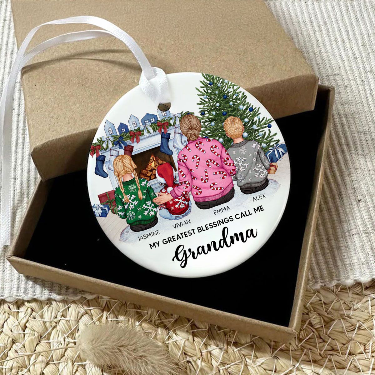 Personalized Grandma Ornament Christmas Gift from Grandkids, Gift for Grandma Mimi Gigi Abuela