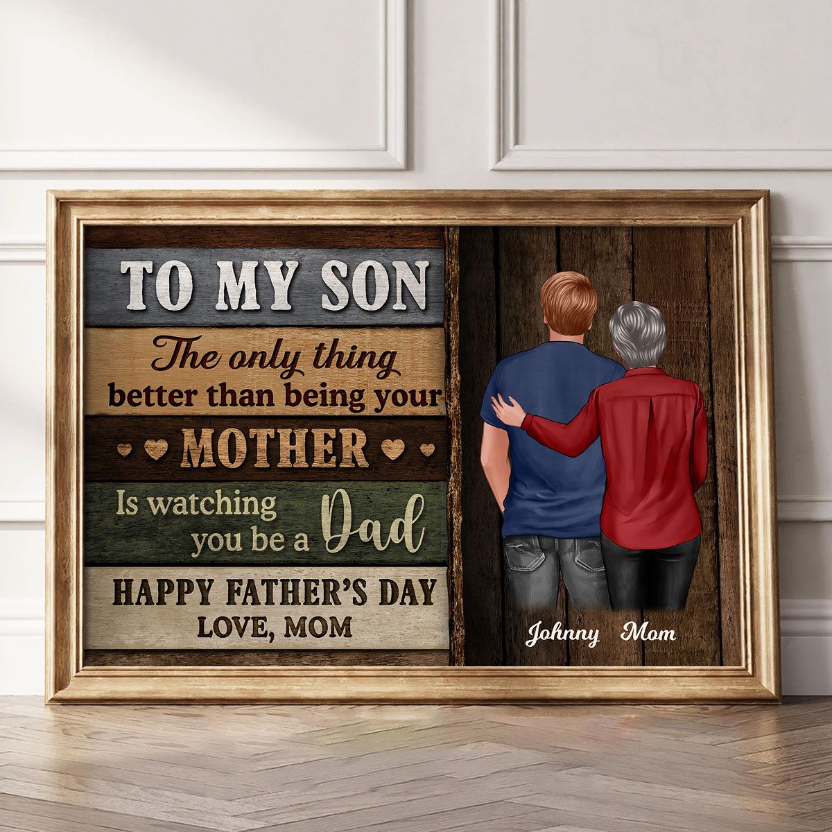 Colored Wood Pallets To My Son Happy Father's Day Personalized Canvas, Heartfelt Father's Day Gift For Son