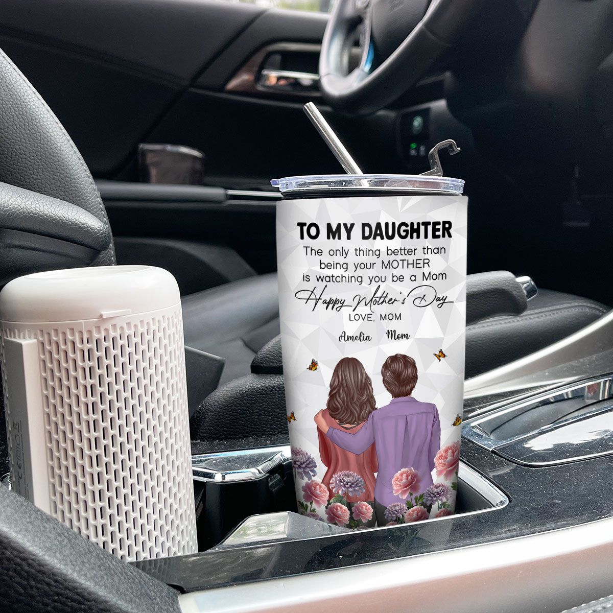 To My Daughter From Mom Happy Mother's Day Birth Flower Personalized Tumbler, Mother's Day Gift For Daughter