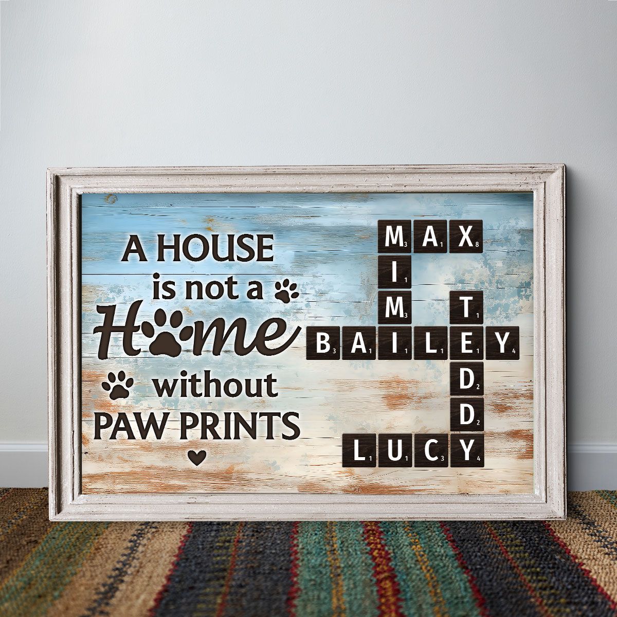 Home With Paw Prints Pet Crossword Puzzle Art Personalized Canvas