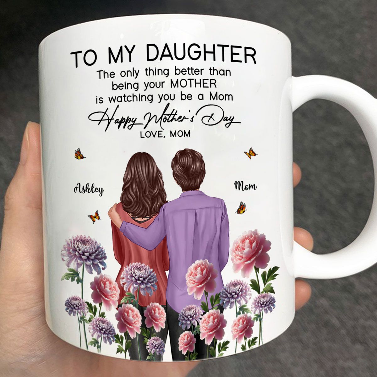 To My Daughter From Mom Happy Mother's Day Birth Flower Personalized Mug, Mother's Day Gift For Daughter