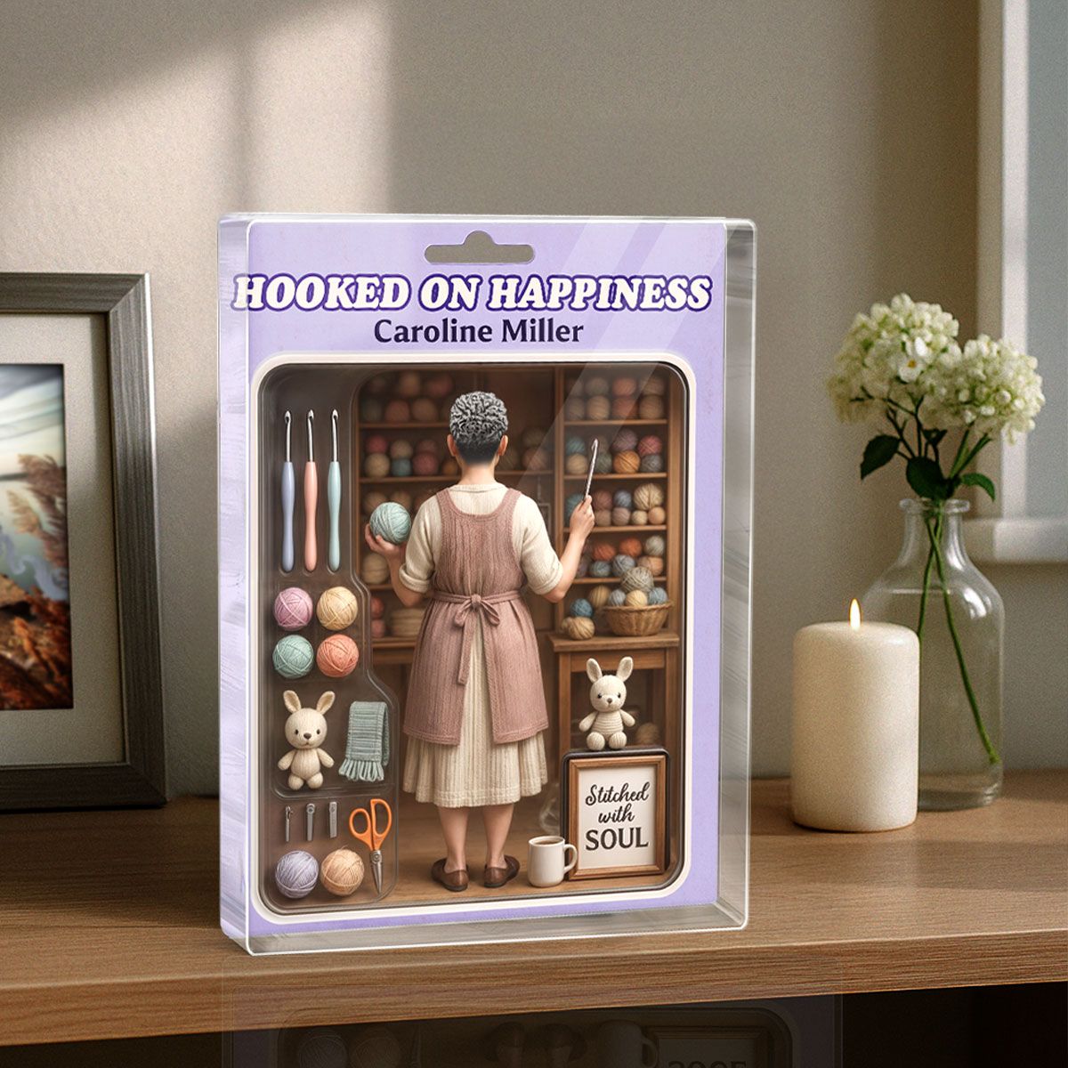 Crocheting Mom Grandma Mother's Day Gift Toy Box Figure Style Personalized Acrylic Block Plaque