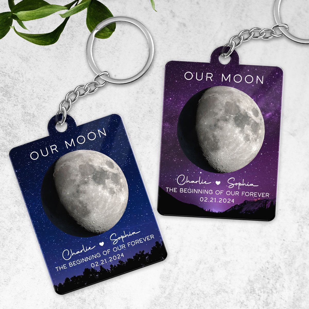 Our Moon Couple Moon Phase Art Anniversary Gift For Him Gift For Her Personalized Acrylic Keychain