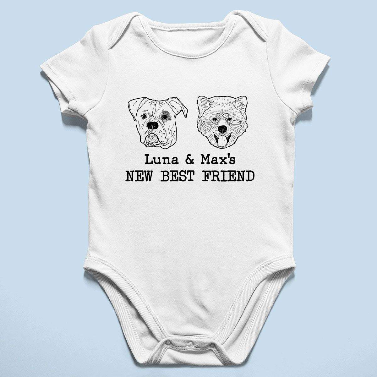New Best Friends Dog Cat Outline Baby Shower Gift, Newborn Baby Gift Personalized Baby Onesie Baby Shirt