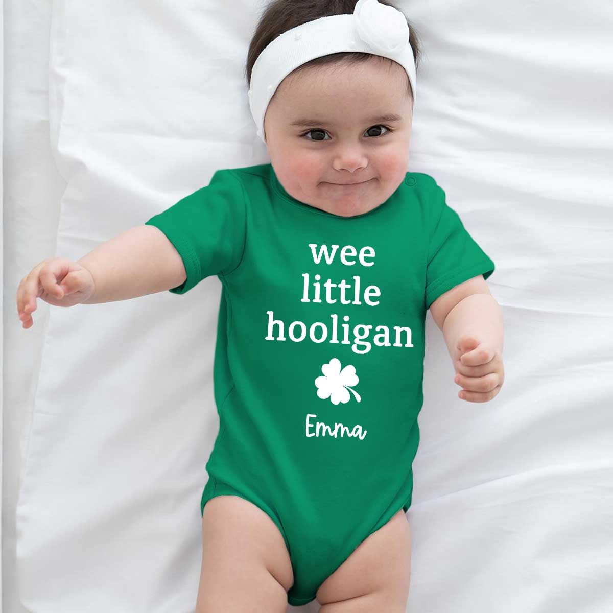 Wee Little Hooligan Custom Baby Name St. Patrick's Day Personalized Baby Onesie