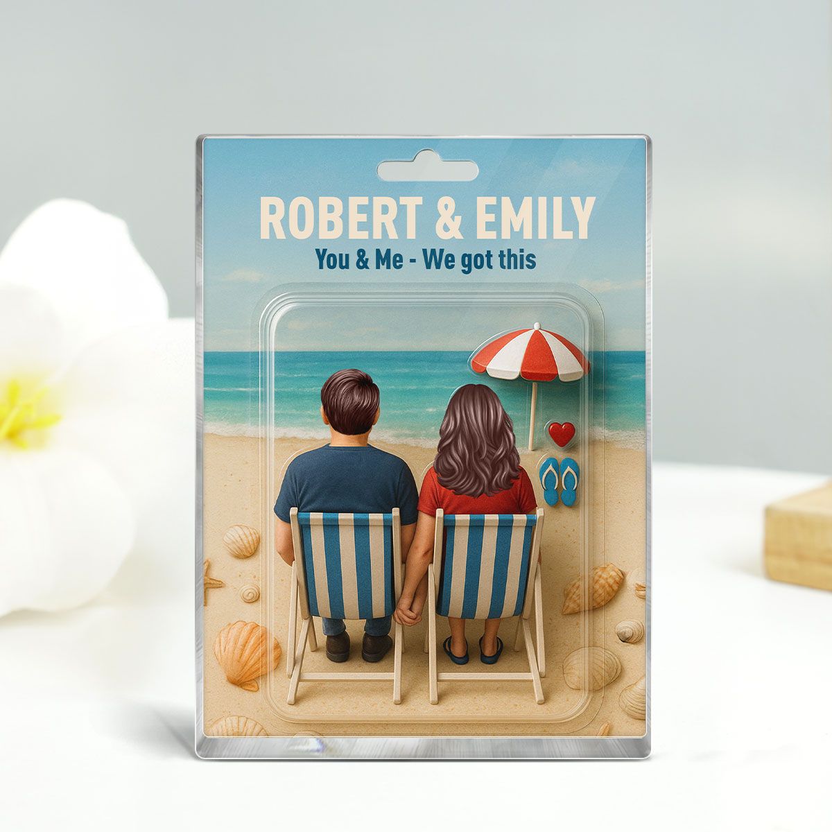 You & Me We Got This Couple At Beach Realistic Figures Style Personalized Acrylic Block Plaque