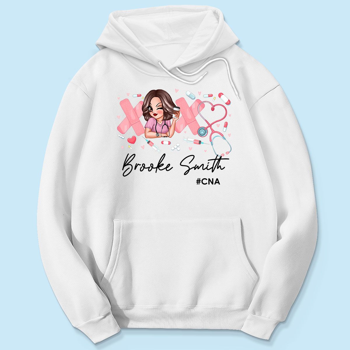 Pink Coquette XOXO Nurse Personalized Shirt, Birthday Valentine's Day Gift For Nurse Wife, Girlfriend, Bestie