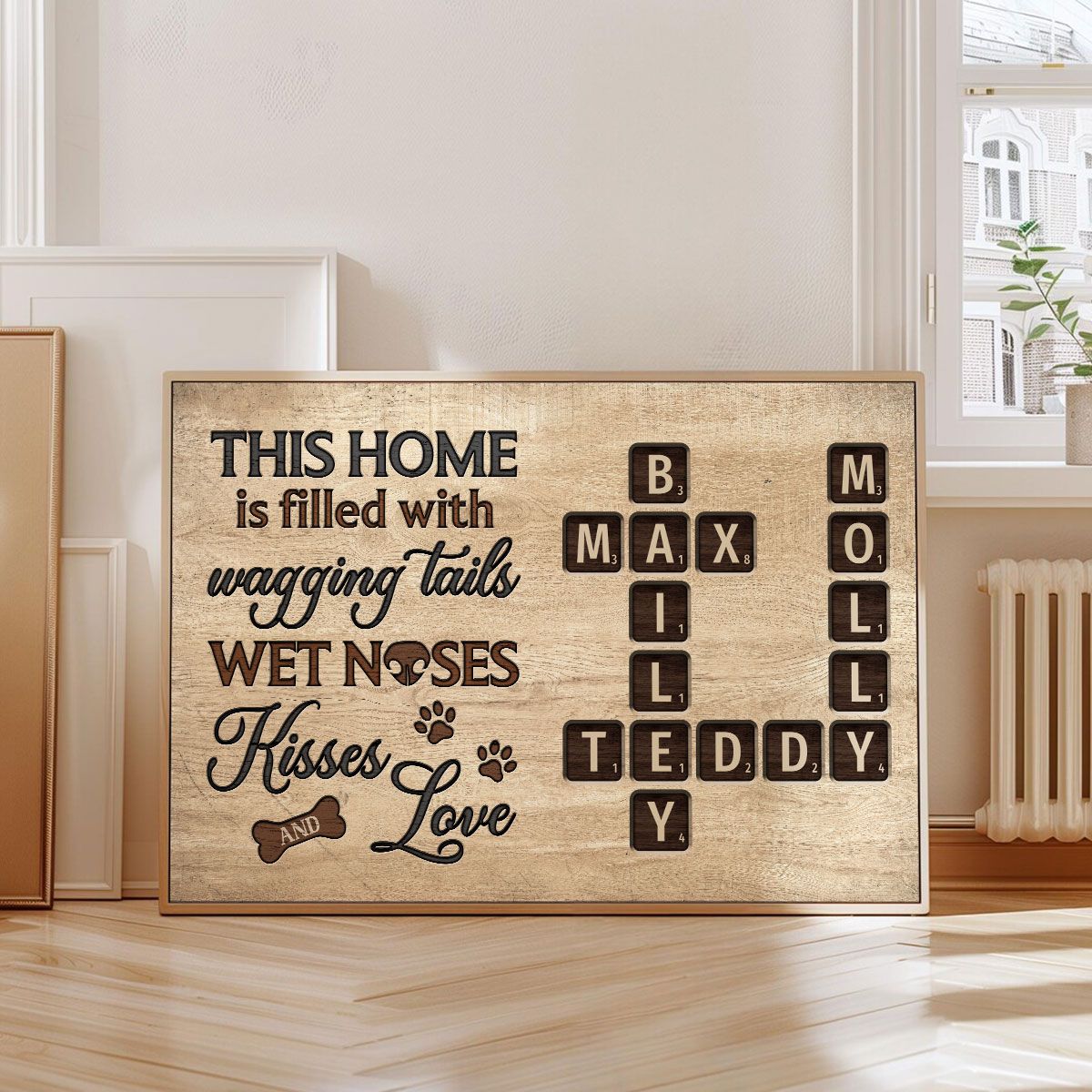 Pet Lover Home Decor Home With Paw Prints Crossword Puzzle Art Personalized Canvas