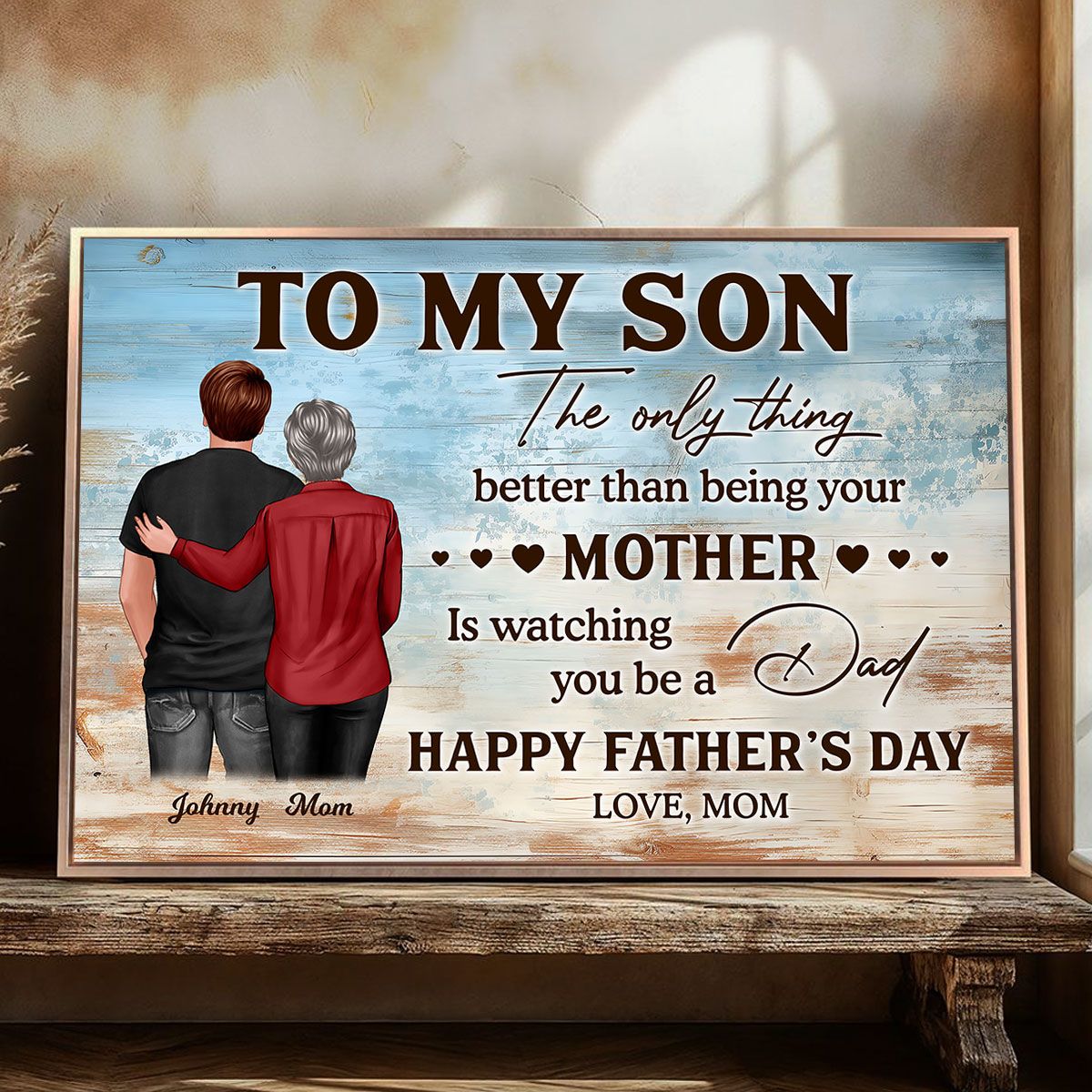 To My Son Happy Father's Day Personalized Canvas, Heartfelt 2025 Father's Day Gift For Son