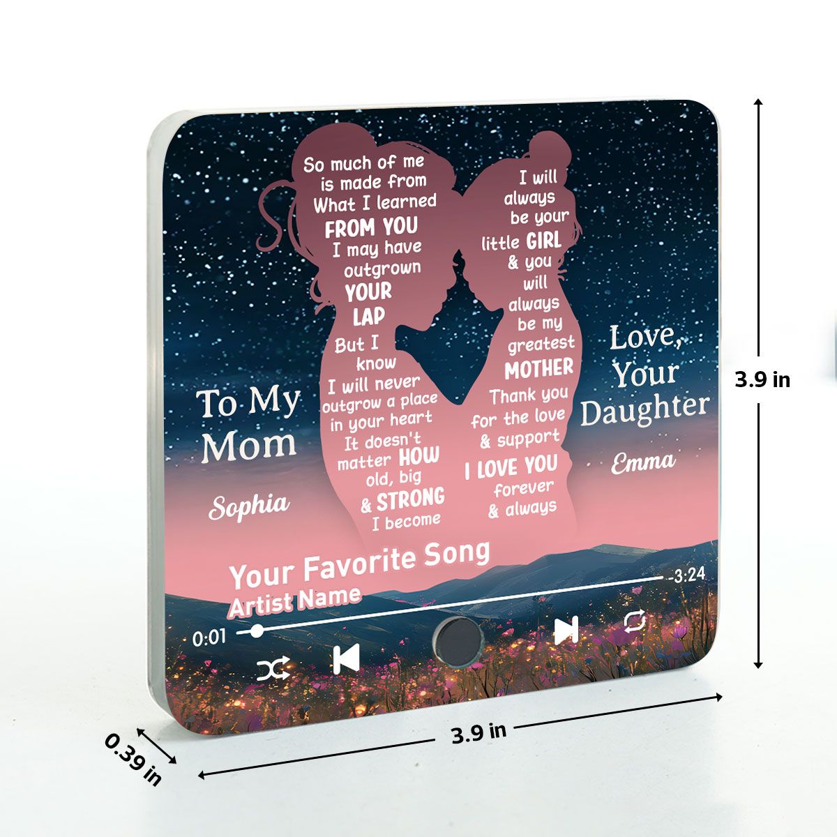 Mom Thank You For The Love & Support Our Song Gift From Daughter Personalized Music Fridge Magnet