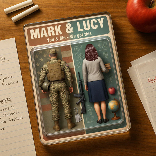 You & Me We Got This Military & Teacher Couple Realistic Figures Style Personalized Acrylic Block Plaque