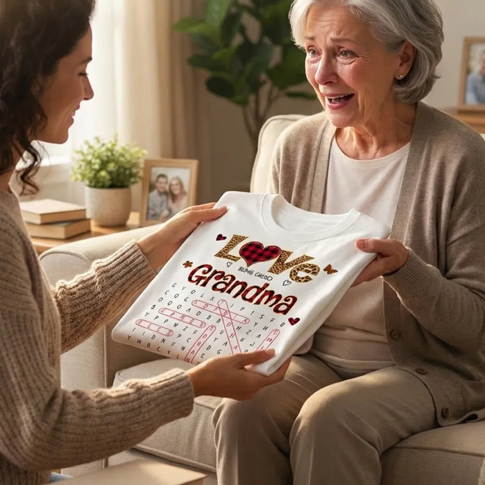 Love Being Called Grandma Leopard Pattern Word Search Puzzle - Personalized Shirt - Mother's Day Gift For Grandma Mom