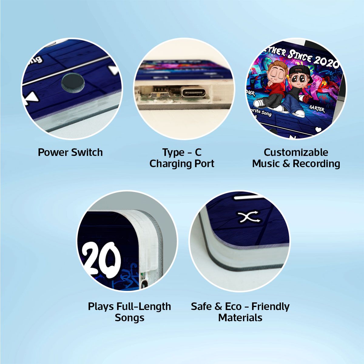 Y2K Couple Graffiti Background - Personalized Music Fridge Magnet - Valentine's Day Gift For Him, Gift For Her