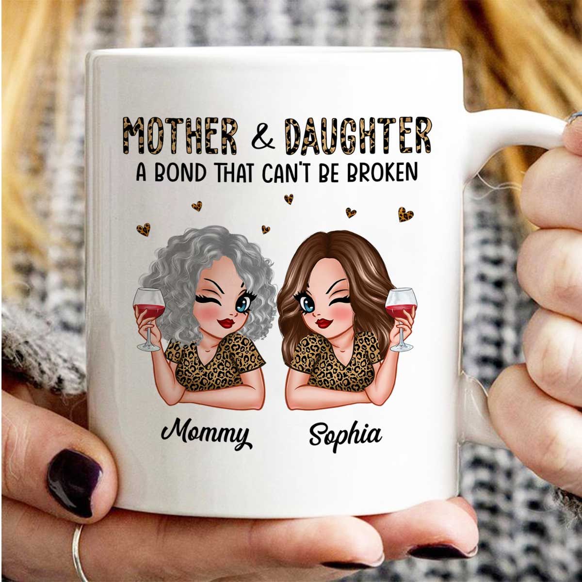 Leopard Pattern Mother Daughter Bond That Can't Be Broken Personalized Mug, Mother's Day Gift For Daughter