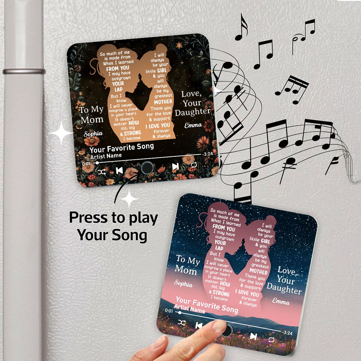 Mom Thank You For The Love & Support Our Song Gift From Daughter Personalized Music Fridge Magnet