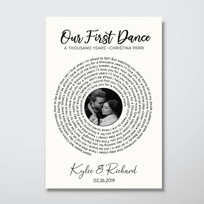 Custom Vinyl Lyrics With Photo, Personalized Music Photo Canvas, Customizable Music Photo Gift, Anniversary Gift, Music Gift, Wedding Song Dance