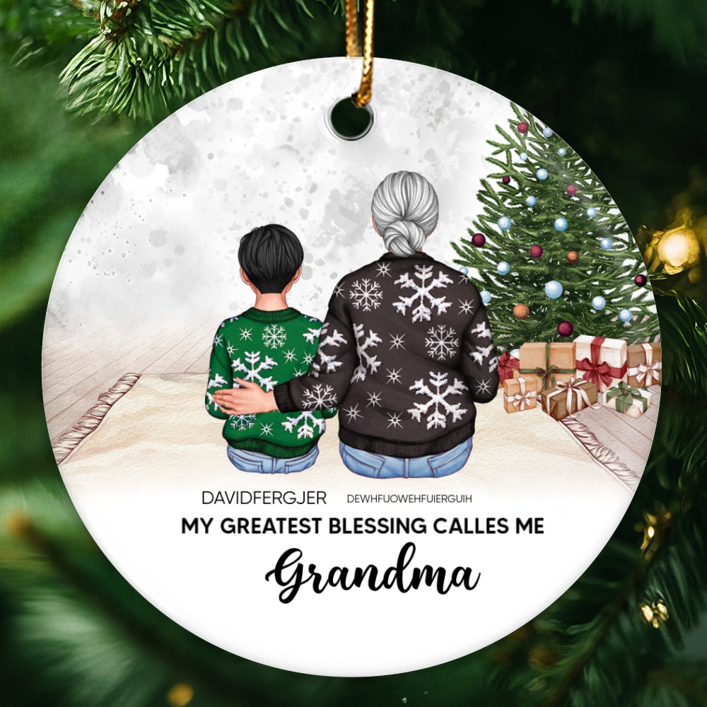 Personalized Grandma Ornament Christmas Gift from Grandkids, Gift for Grandma Mimi Gigi Abuela