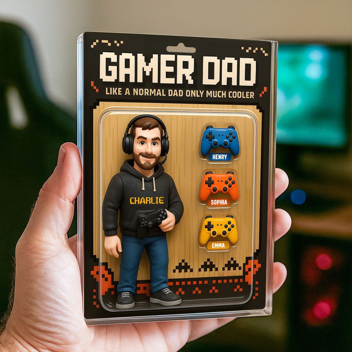 Gamer Dad Cooler Custom Action Figure Personalized Acrylic Block Plaque, Father's Day Gift for Gamer Dad, Gift for Husband