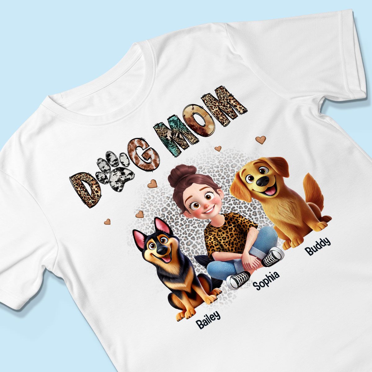 Animal Patterns Dog Mom Animation Cartoon Personalized Shirt, Gift For Dog Lovers