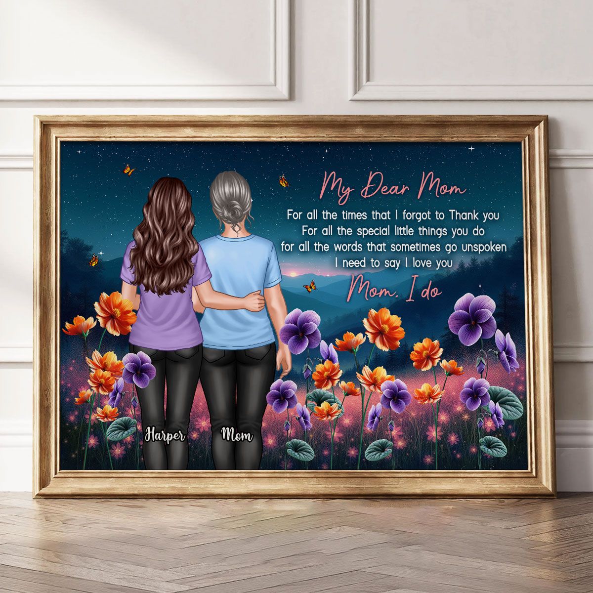Mom Thank You Gift, Mother's Day Gift From Daughter Birth Flower Personalized Canvas