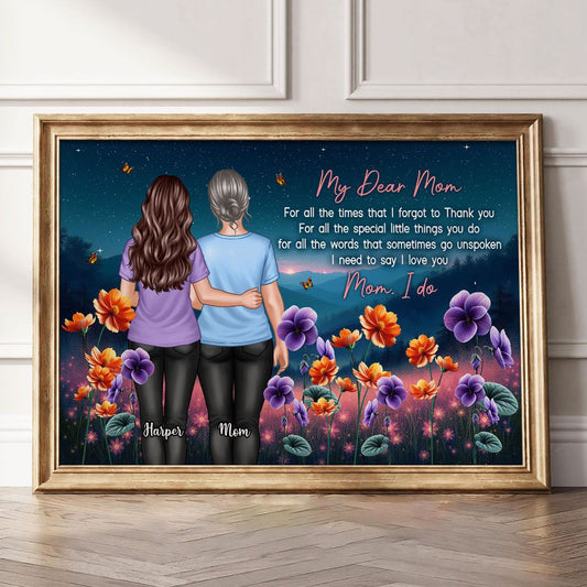 Mom Thank You Gift, Mother's Day Gift From Daughter Birth Flower Personalized Canvas