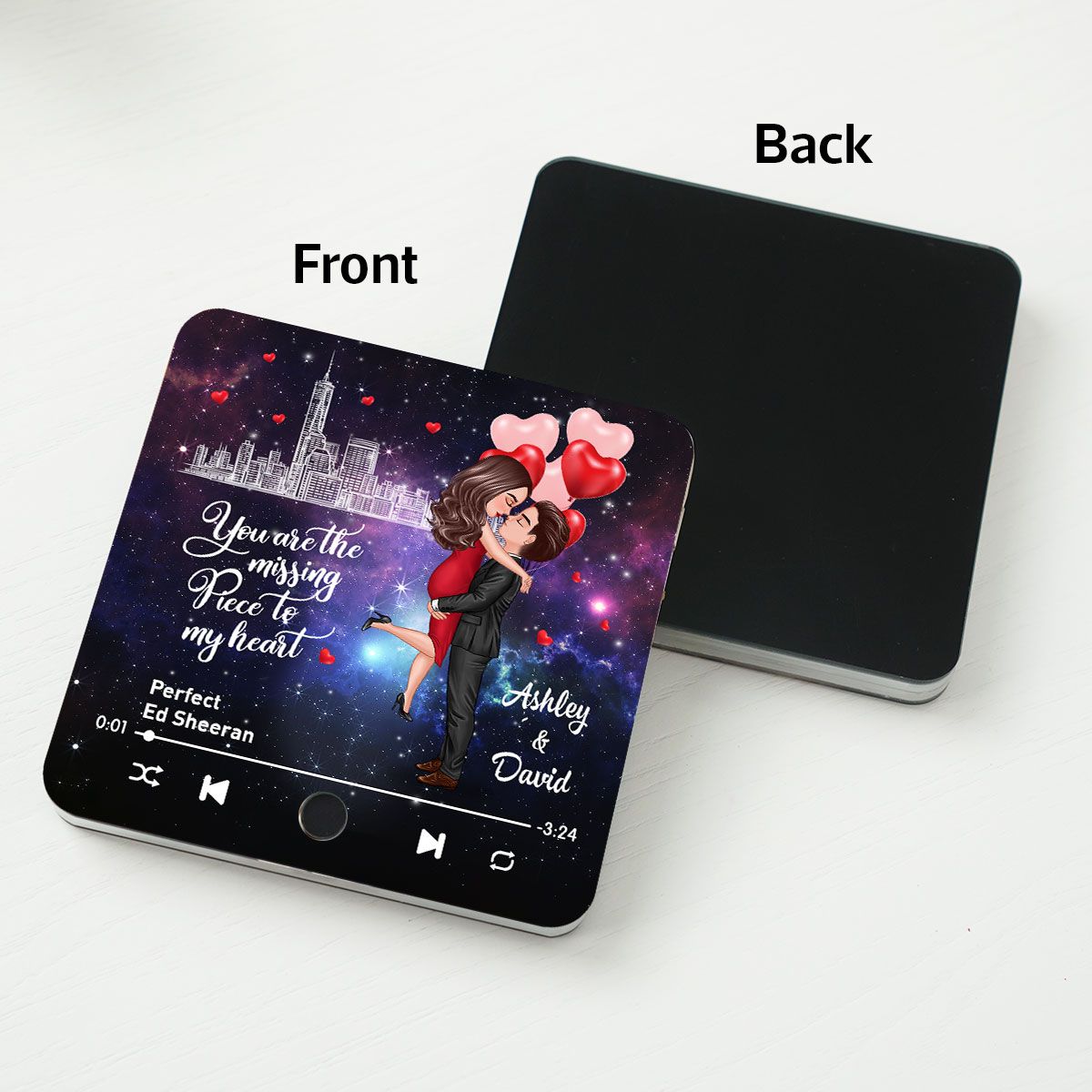 The Missing Piece To My Heart Couple Kissing Favorite Song Personalized Music Fridge Magnet, Gift For Couple