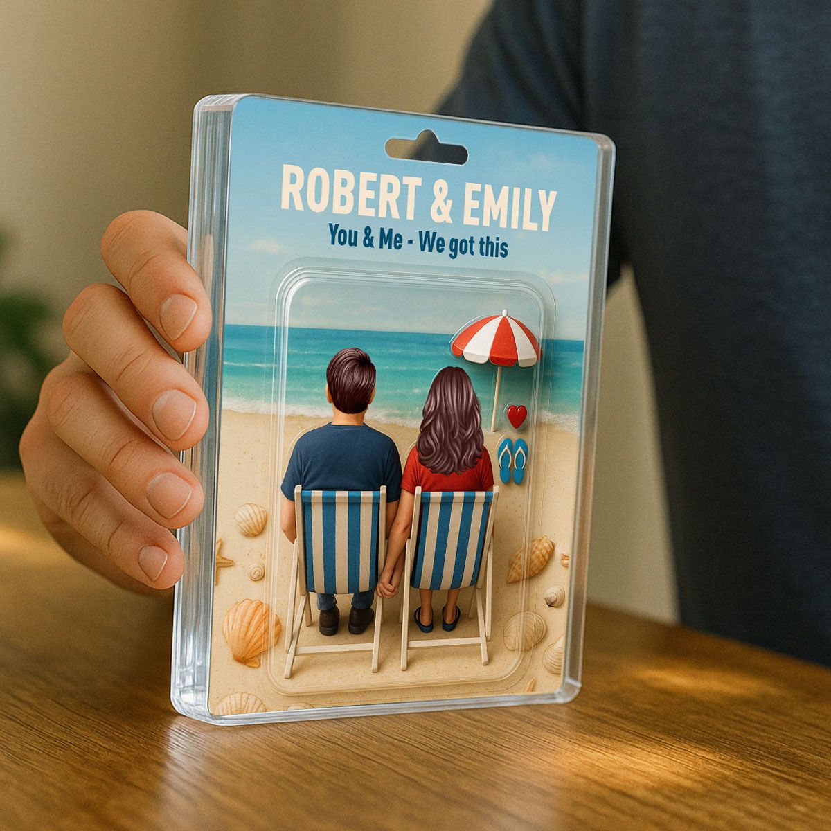 You & Me We Got This Couple At Beach Realistic Figures Style Personalized Acrylic Block Plaque