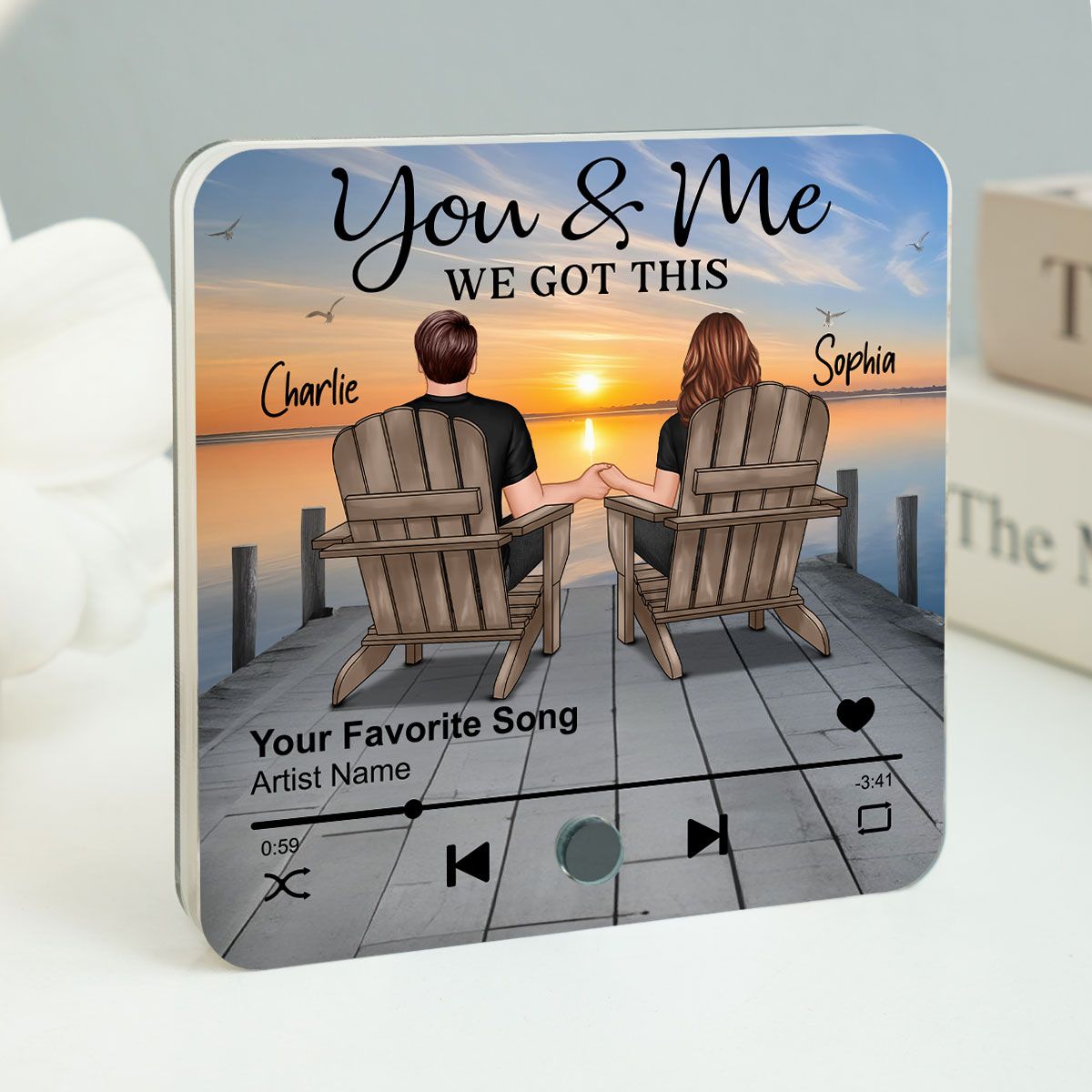 Eternal Love Couple Sitting On The Lake Dock Personalized Music Fridge Magnet, Heartfelt 2025 Gift For Couple, For Him, For Her, Boyfriend, Girlfriend, Husband, Wife