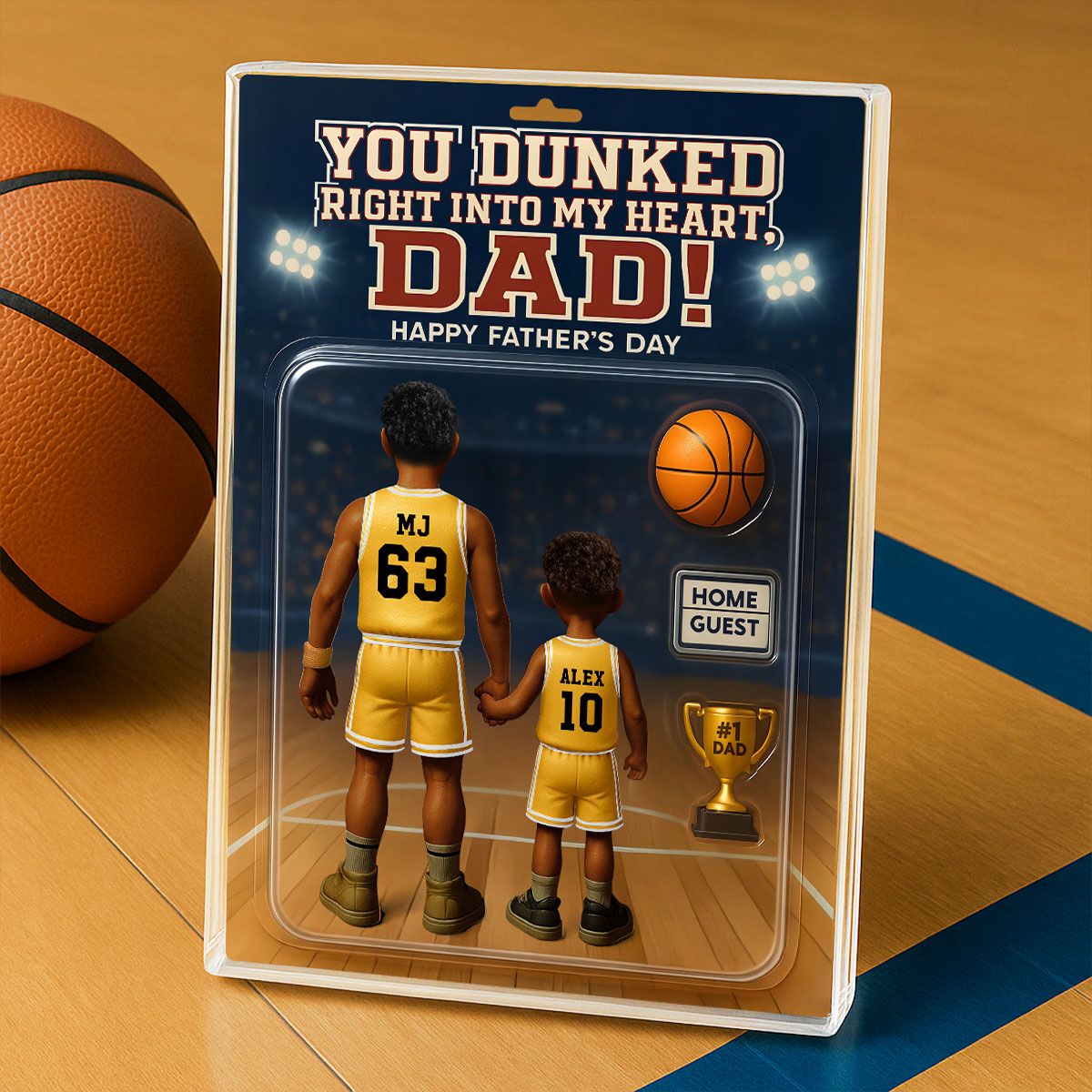 You Dunked Right into my Heart Dad, Basketball Custom Figure Personalized Acrylic Block Plaque, Father's Day Gift for Dad, Gift for Husband