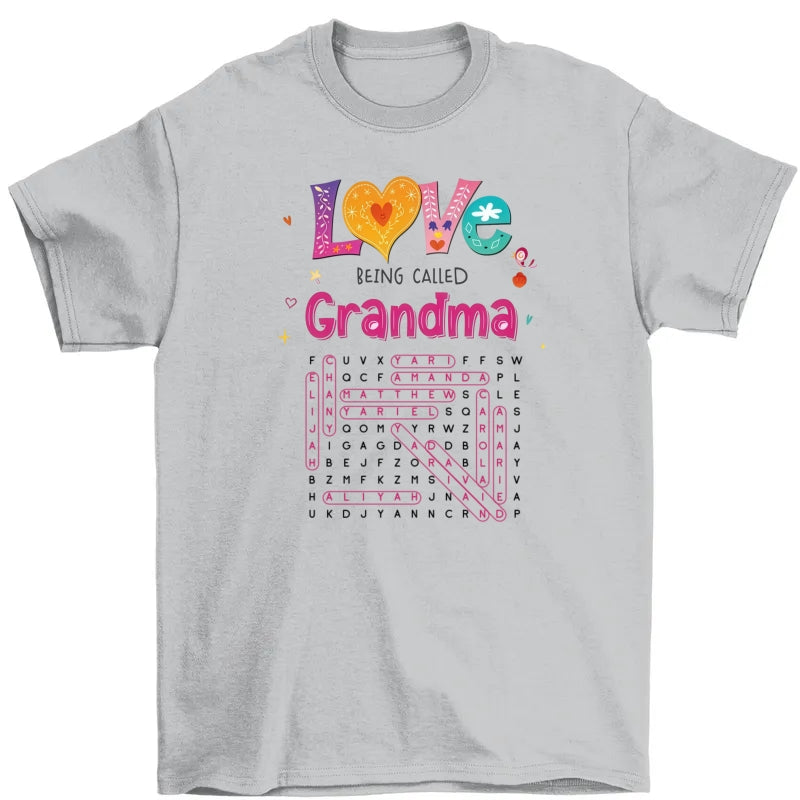 Love Being Called Grandma Colorful Word Search Puzzle - Personalized Shirt - Mother's Day Gift For Grandma Mom