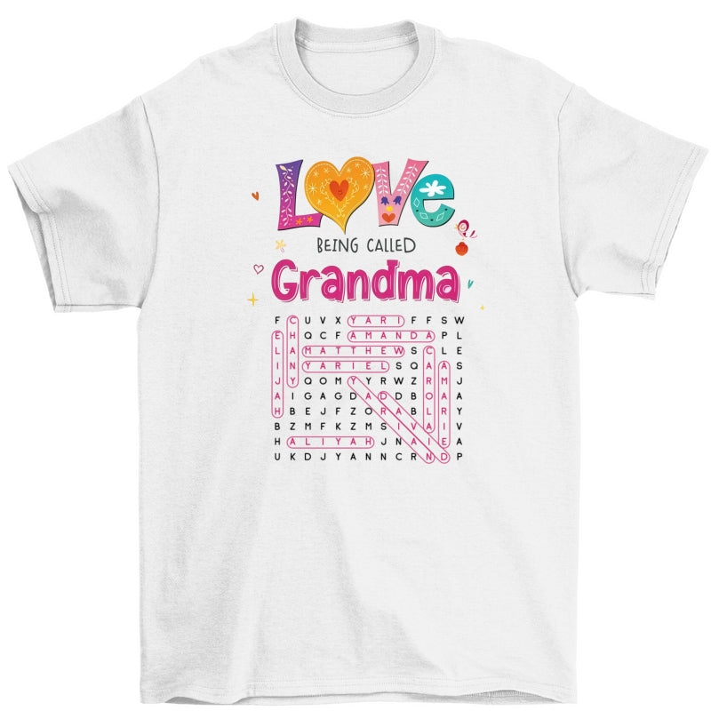 Love Being Called Grandma Colorful Word Search Puzzle - Personalized Shirt - Mother's Day Gift For Grandma Mom