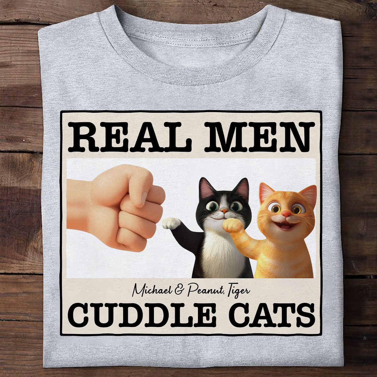 Real Men Cuddle Cats Personalized Shirt, Gift for Cat Dads
