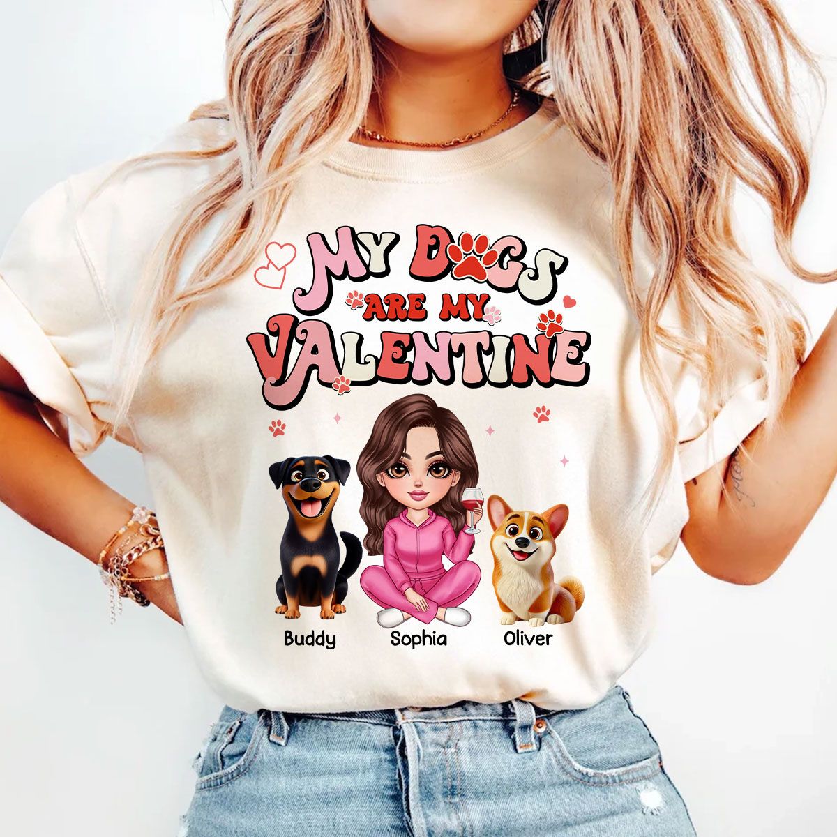 Personalized Valentine Shirt For Dog Mom, My Dogs Are My Valentine
