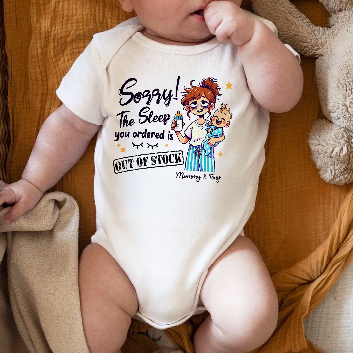 The Sleep You Ordered Is Out Of Stock Funny Personalized Baby Onesie