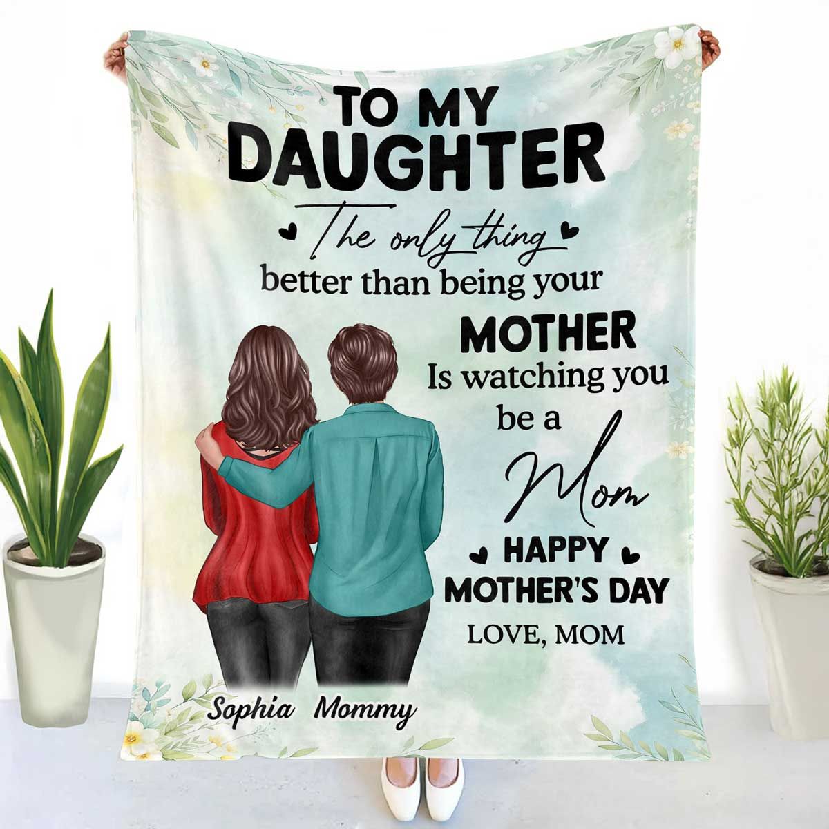 To My Daughter From Mom Happy Mother's Day Personalized Fleece Blanket, Mother's Day Gift For Daughter